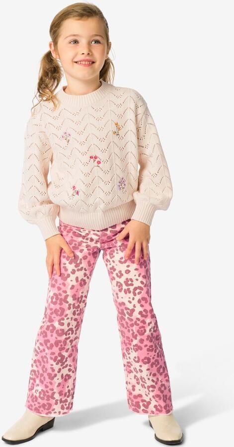 HEMA Kinderjeans Wijd Dieren Roze (roze)