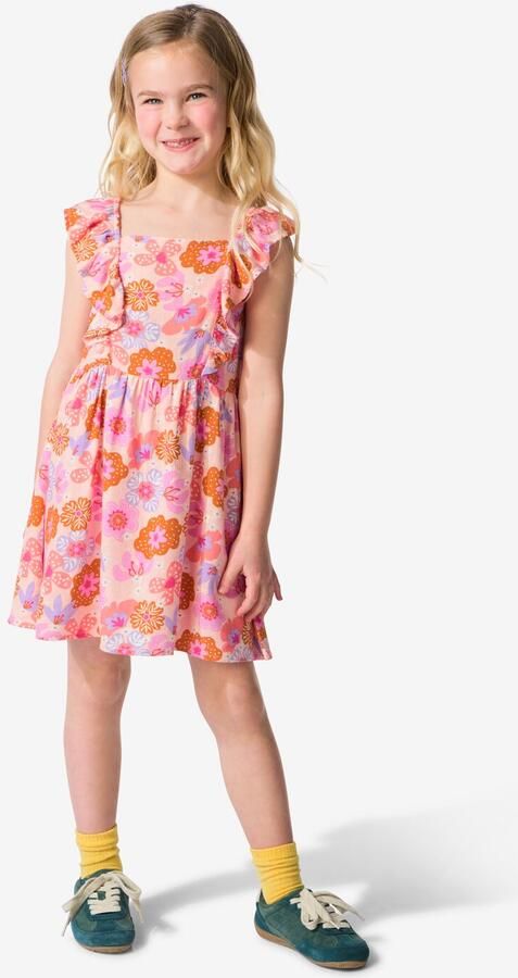 HEMA Kinderjurk A-lijn Bloemen Roze (roze)