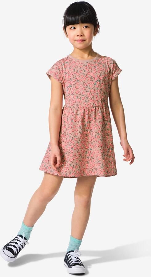 HEMA Kinderjurk A-lijn Jersey Fruitprint Ecru (ecru)