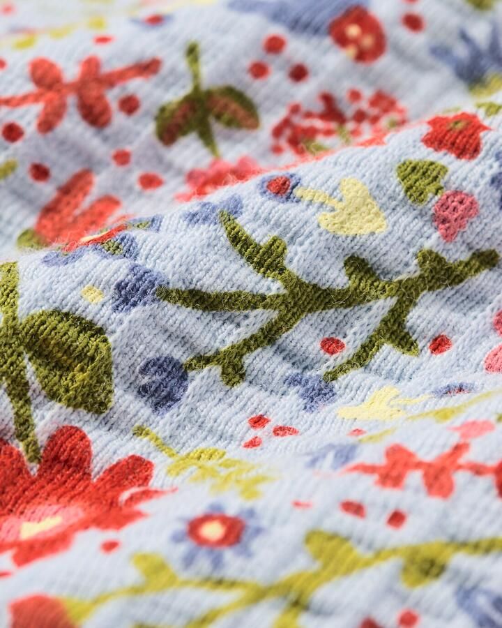HEMA Kinderjurk Regular Fit Rib Bloemen Blauw (blauw) - Foto 2