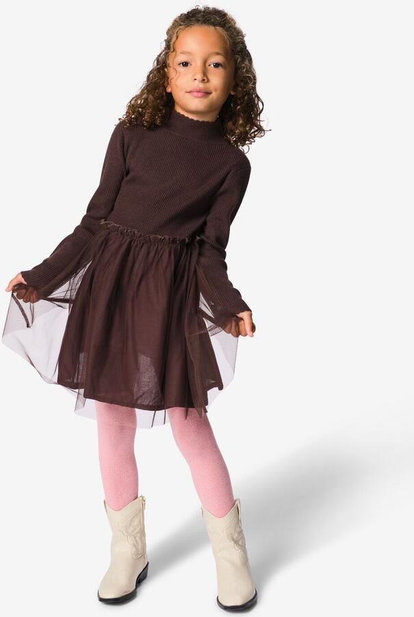 HEMA Kinderjurk Regular Fit Rib Chocoladebruin