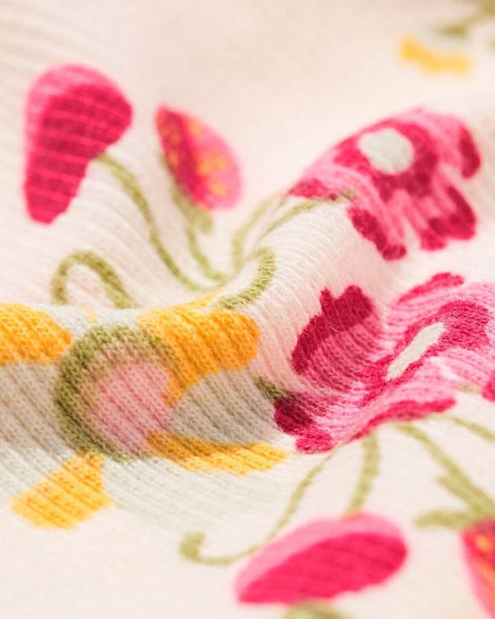 HEMA Kinderjurk Rib Bloemen Ecru (ecru) - Foto 2