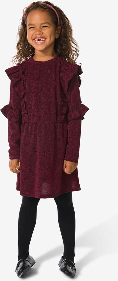 HEMA Kinderjurk Ruffle Glitter Bordeauxrood (bordeauxrood) - Foto 2