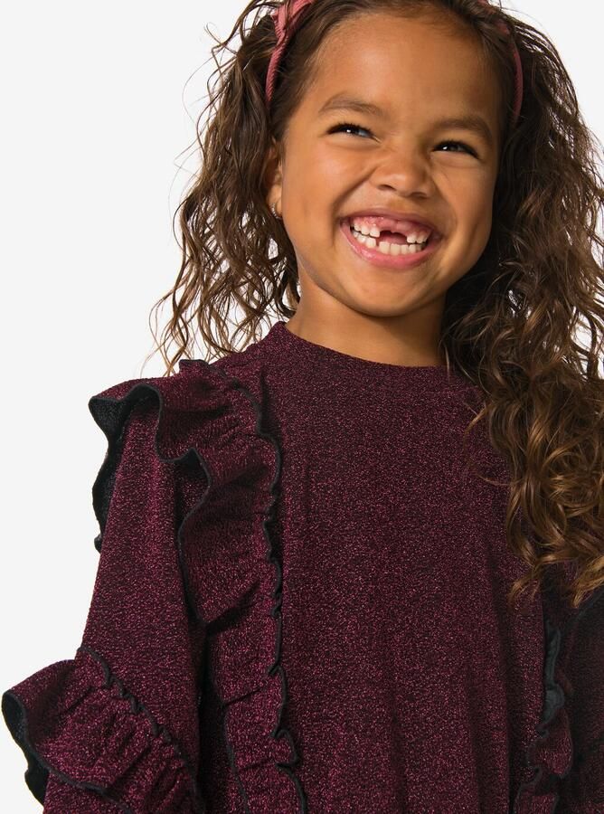 HEMA Kinderjurk Ruffle Glitter Bordeauxrood (bordeauxrood)