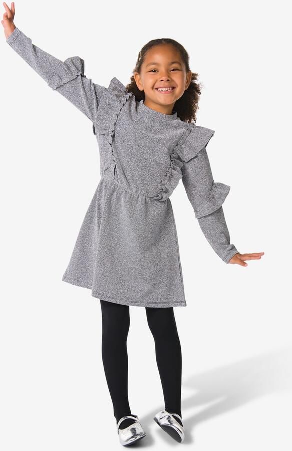 HEMA Kinderjurk Ruffle Glitter Zilver (zilver)