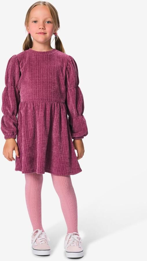 HEMA Kinderjurk Wijd Rib Donkerpaars
