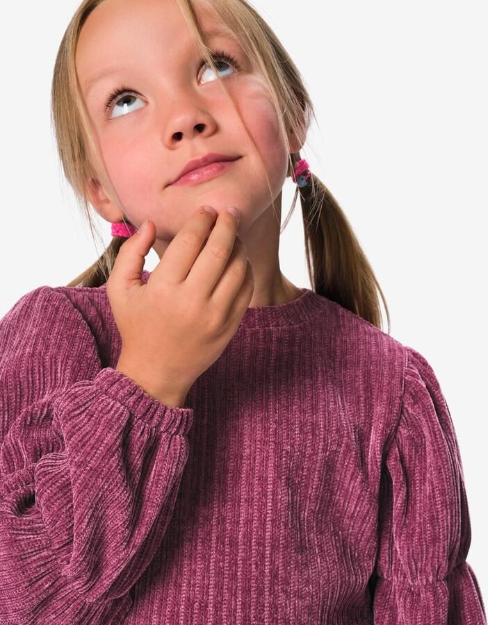 HEMA Kinderjurk Wijd Rib Donkerpaars - Foto 2