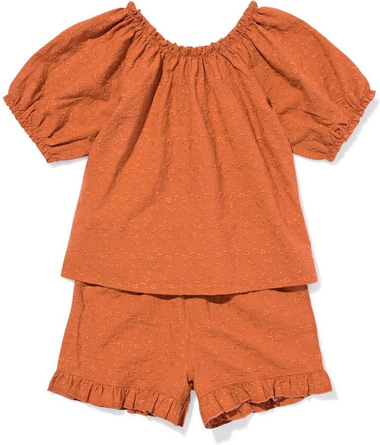 HEMA Kinderkledingset Broderie Bruin (bruin)