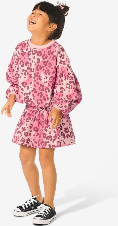 HEMA Kinderkledingset Comfy Fit Sweatstof Dierenprint Roze (roze)