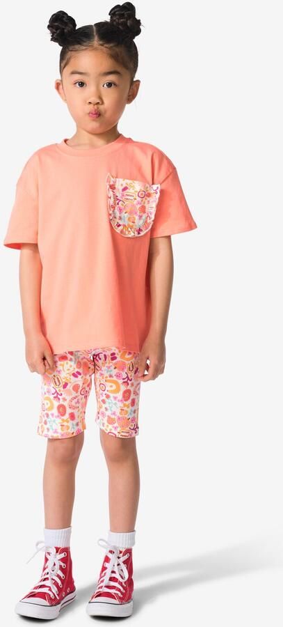HEMA Kinderkledingset Rib Bloemen Koraal (koraal) - Foto 2