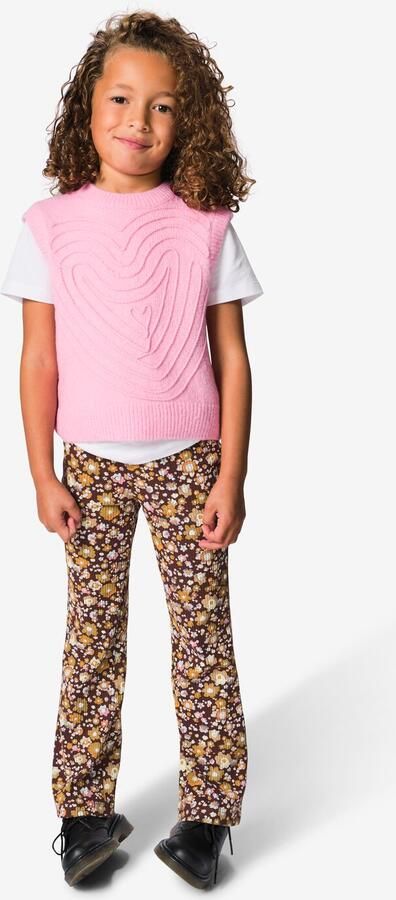 HEMA Kinderlegging Bootcut Bloemen Bruin