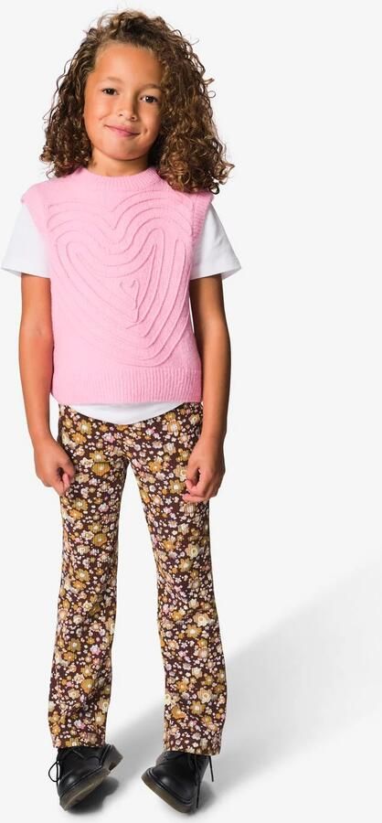 HEMA Kinderlegging Bootcut Bloemen Bruin