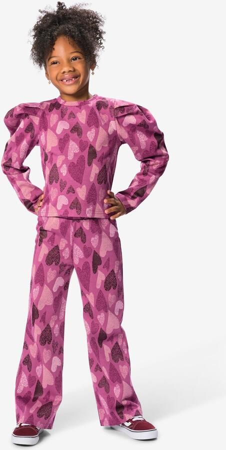 HEMA Kinderlegging Bootcut Jacquard Hartjes Donkerpaars