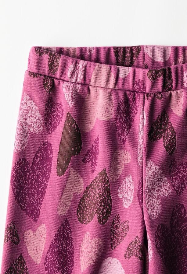 HEMA Kinderlegging Bootcut Jacquard Hartjes Donkerpaars - Foto 2