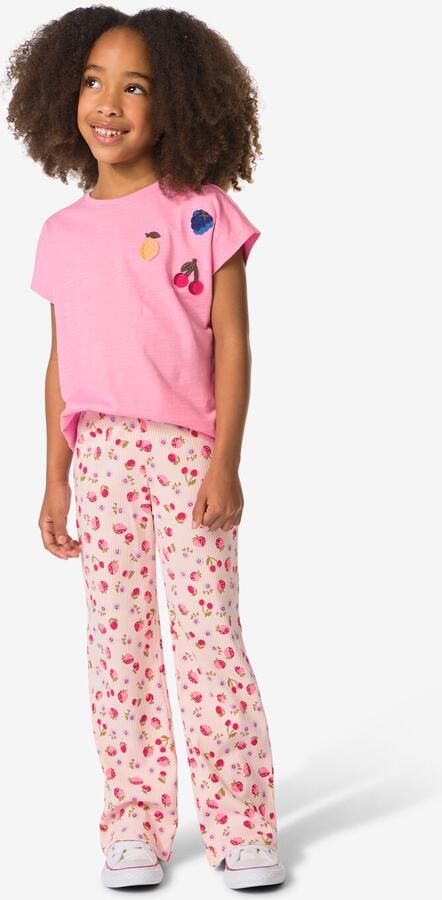 HEMA Kinderlegging Bootcut Rib Aardbeien Roze (roze)