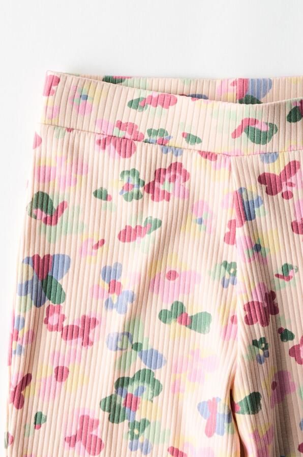 HEMA Kinderlegging Bootcut Rib Bloemen Roze - Foto 2