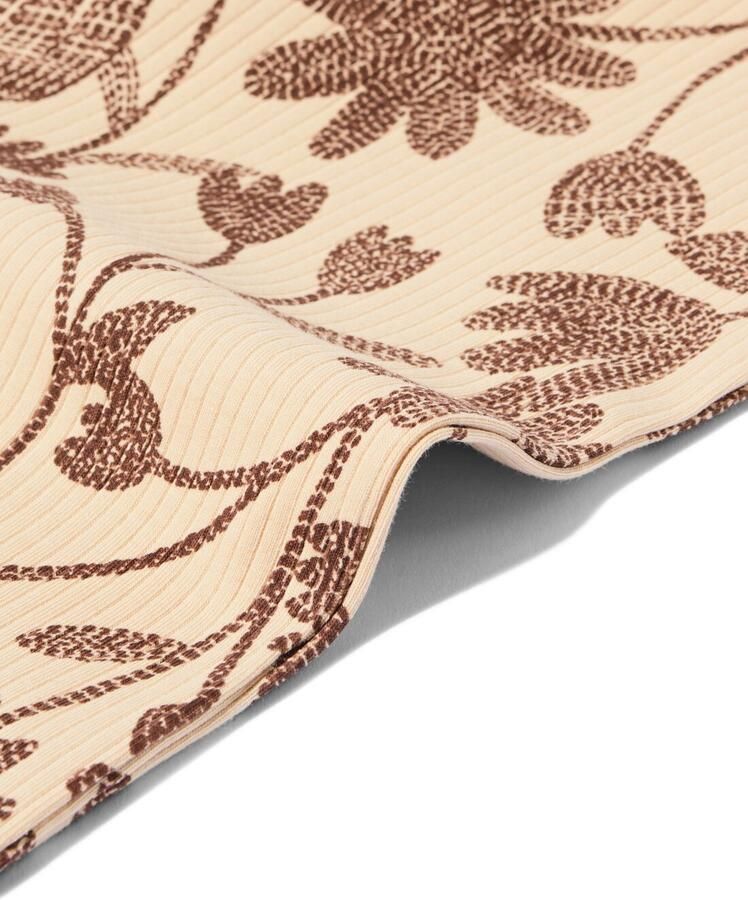 HEMA Kinderlegging Bootcut Rib Jersey Bloemen 2 Stuks Beige (beige) - Foto 2