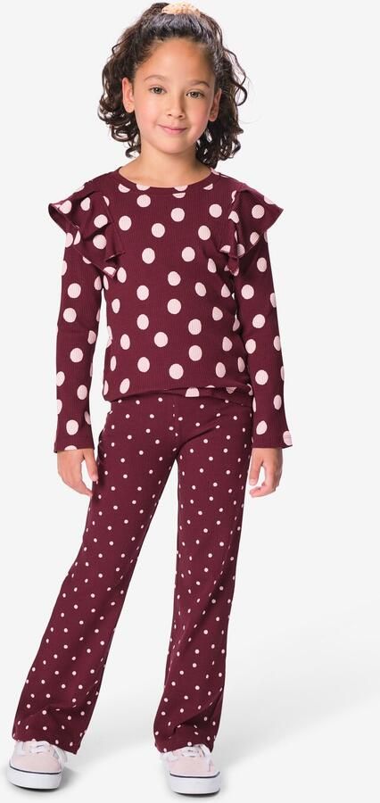 HEMA Kinderlegging Bootcut Rib Stippen Bordeauxrood