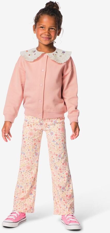 HEMA Kinderlegging Regular Fit Rib Bloemen Ecru (ecru)