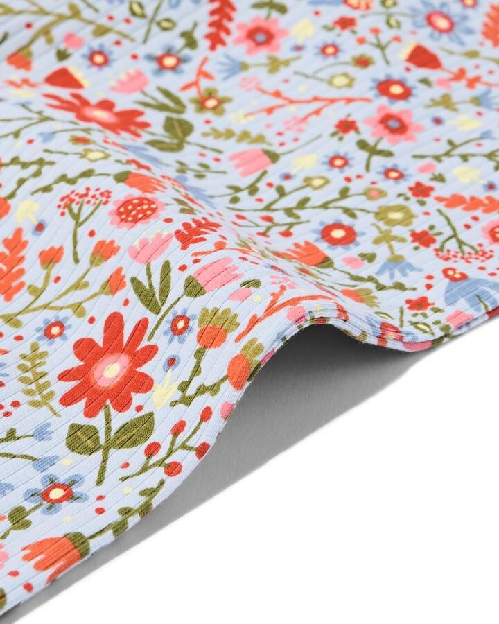 HEMA Kinderlegging Regular Fit Rib Bloemen Lichtblauw (lichtblauw) - Foto 2