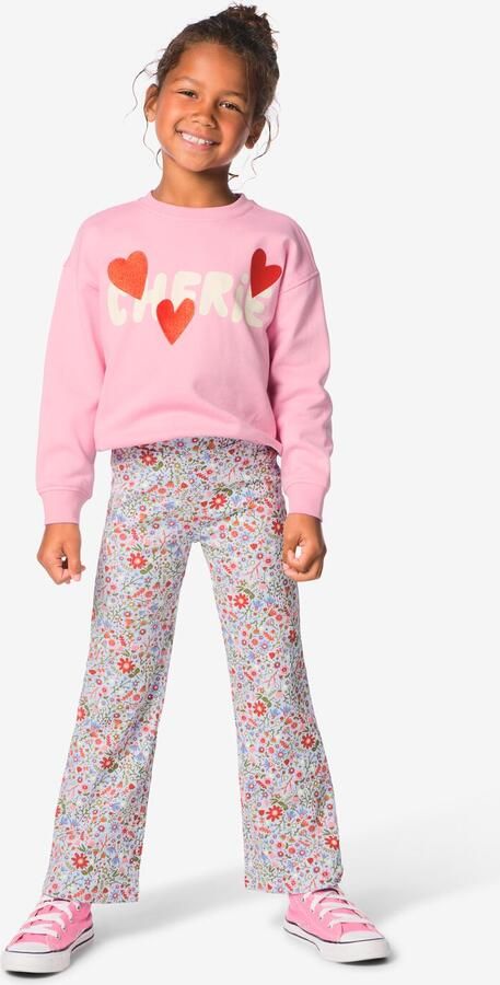 HEMA Kinderlegging Regular Fit Rib Bloemen Lichtblauw (lichtblauw)