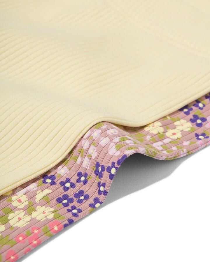 HEMA Kinderleggings Kort Aansluitend Rib Bloemen 2 Stuks Lichtgeel (lichtgeel) - Foto 2