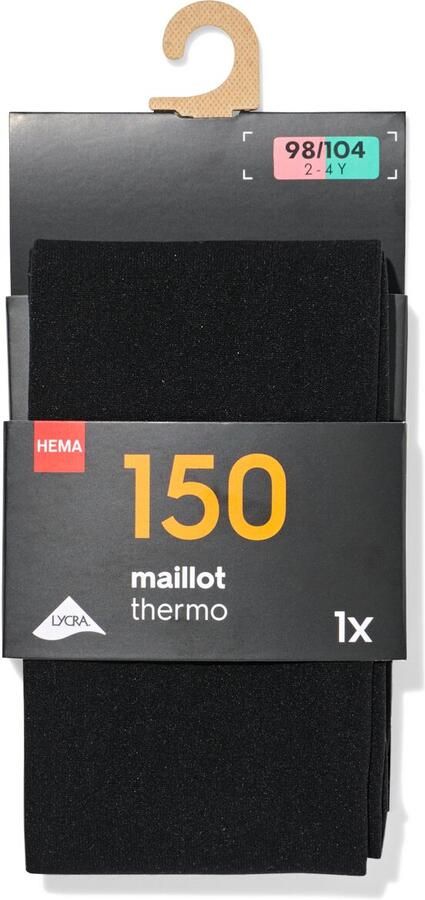 HEMA Kindermaillot Thermo 150denier Zwart (zwart)