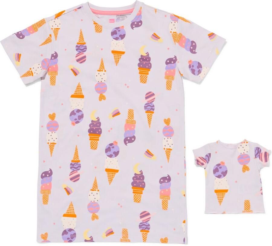 HEMA Kindernachthemd Ijsjes Met Poppenpyjama Paars (paars)