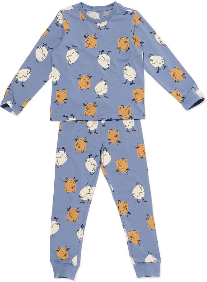 HEMA Kinderpyjama Dieren Blauw (blauw)