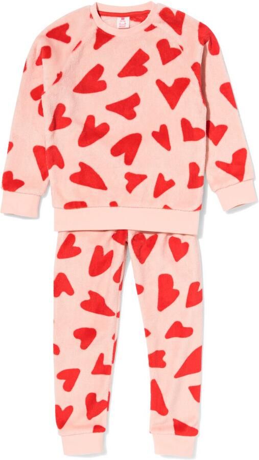 HEMA Kinderpyjama Fleece Hartjes Roze (roze) - Foto 2