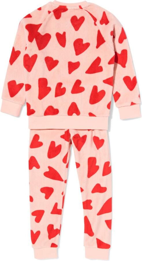 HEMA Kinderpyjama Fleece Hartjes Roze (roze)