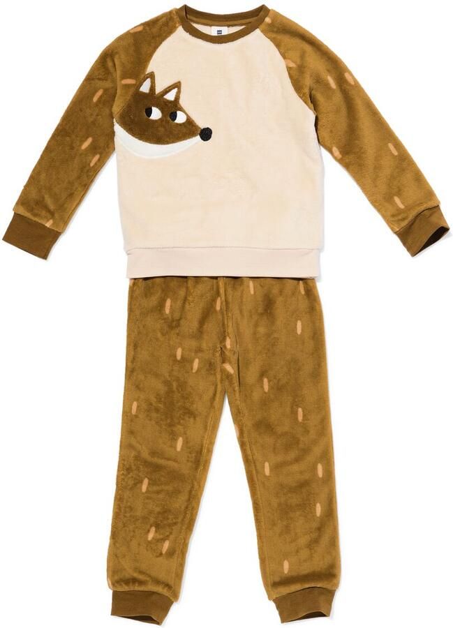 HEMA Kinderpyjama Fleece Vos Bruin