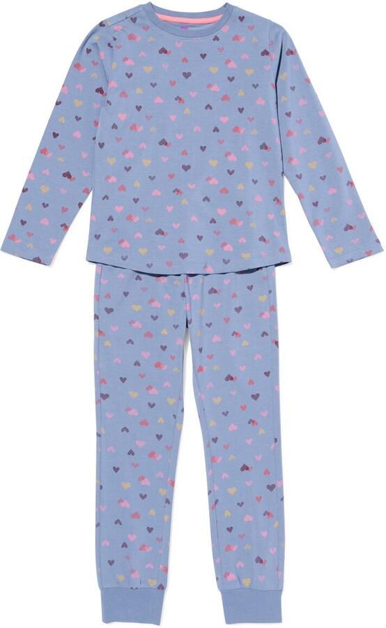 HEMA Kinderpyjama Hartjes Blauw (blauw)