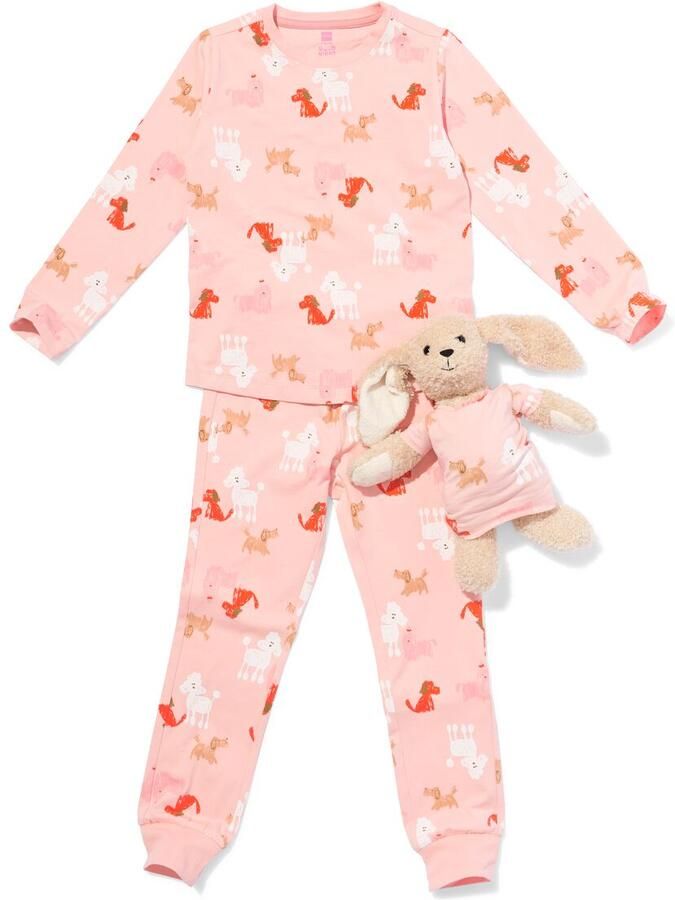 HEMA Kinderpyjama Honden Met Poppenpyjama Lichtroze (lichtroze)