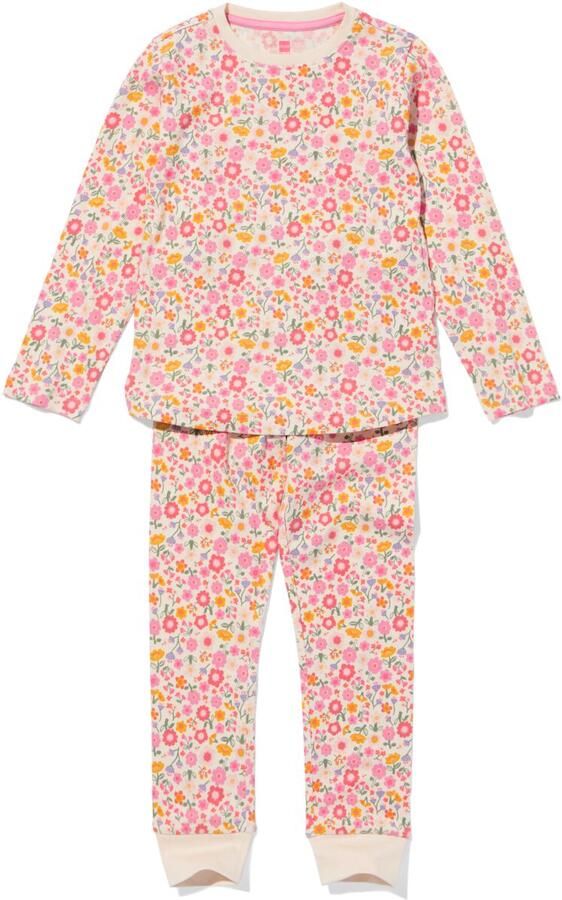 HEMA Kinderpyjama Rib Bloemen Multicolor (multicolor)
