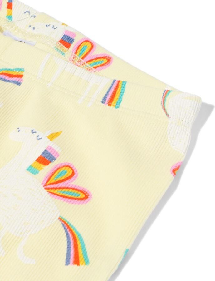 HEMA Kinderpyjama Rib Eenhoorn Met Poppenpyjama Geel (geel) - Foto 2