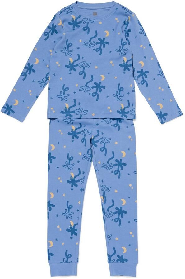 HEMA Kinderpyjama Rib Palmen Blauw (blauw)
