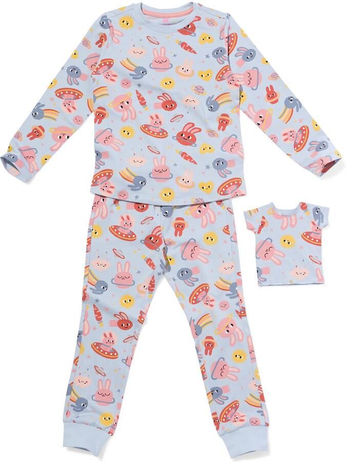 HEMA Kinderpyjama Ruimte Met Poppenpyjama Lichtblauw (lichtblauw)