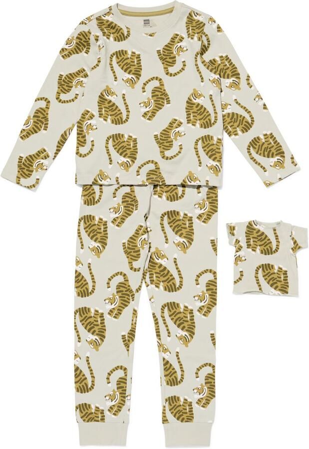 HEMA Kinderpyjama Tijger Met Poppenpyjama Lichtgroen (lichtgroen)
