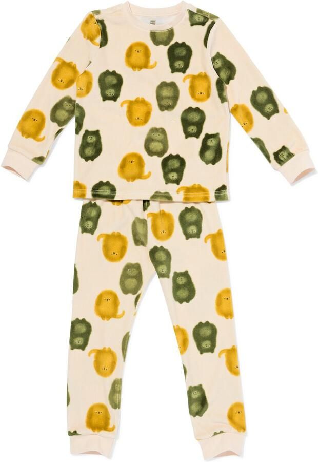 HEMA Kinderpyjama Velours Dieren Gebroken Wit (gebroken wit)