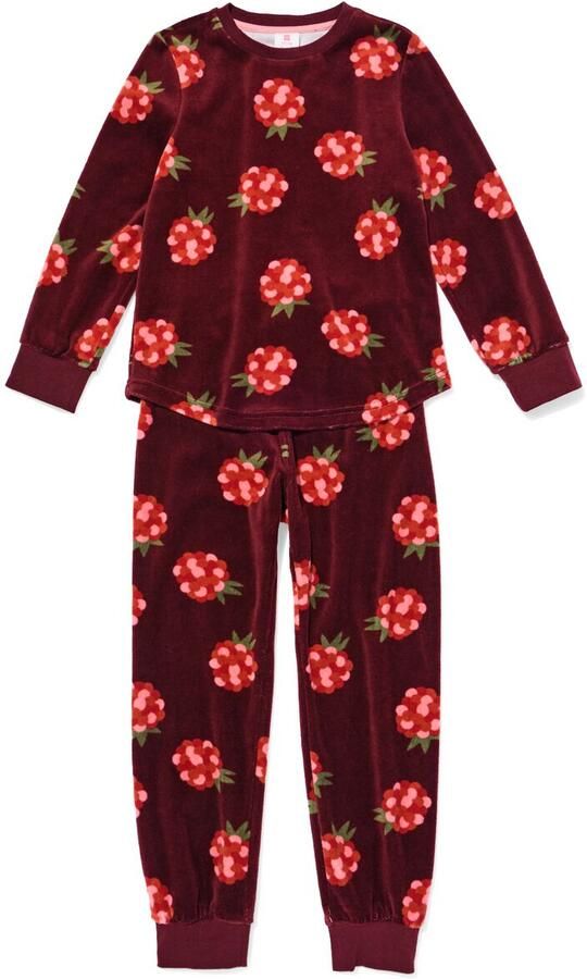 HEMA Kinderpyjama Velours Fruit Rood
