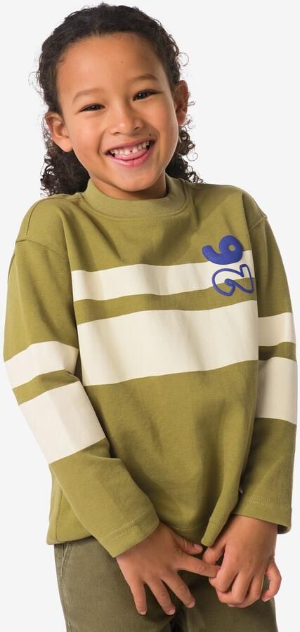 HEMA Kindershirt Strepen Olijf (olijf) - Foto 2