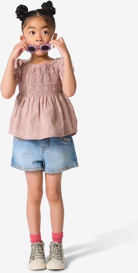 HEMA Kindershort Geborduurd Blauw (blauw)