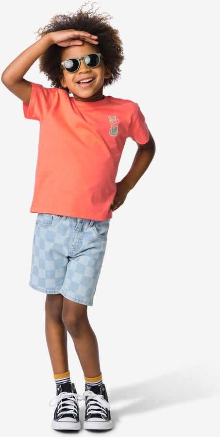 HEMA Kindershort Regular Fit Blokken Blauw (blauw)