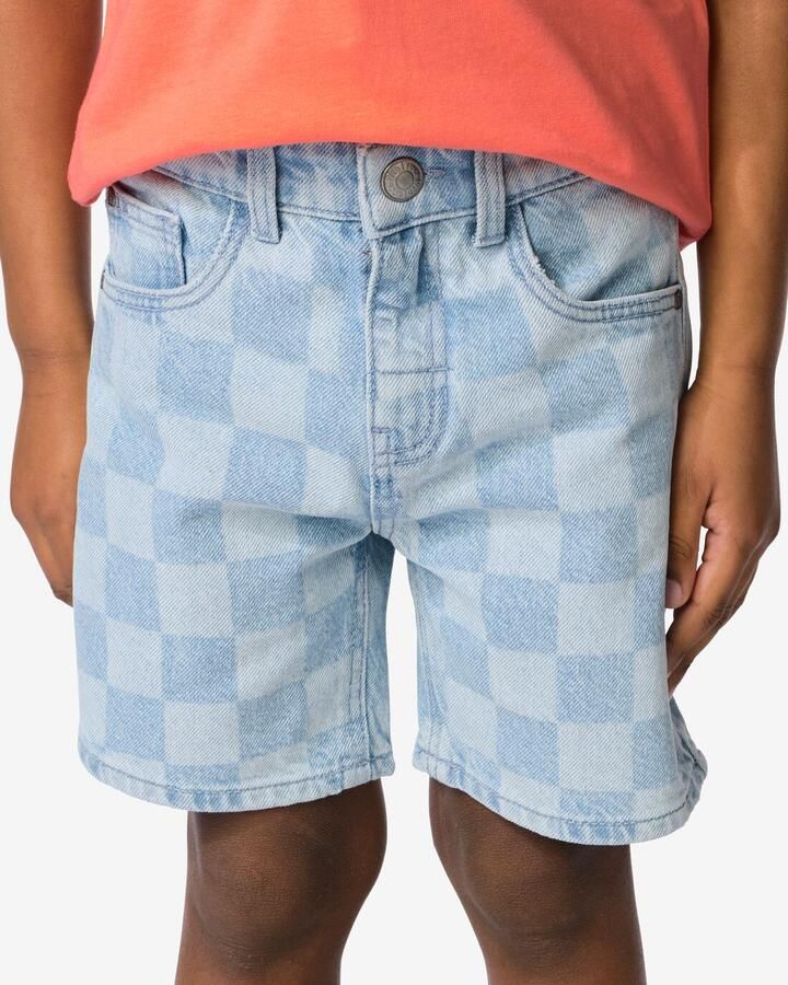 HEMA Kindershort Regular Fit Blokken Blauw (blauw) - Foto 2