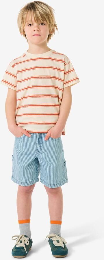 HEMA Kindershort Regular Fit Strepen Blauw (blauw)