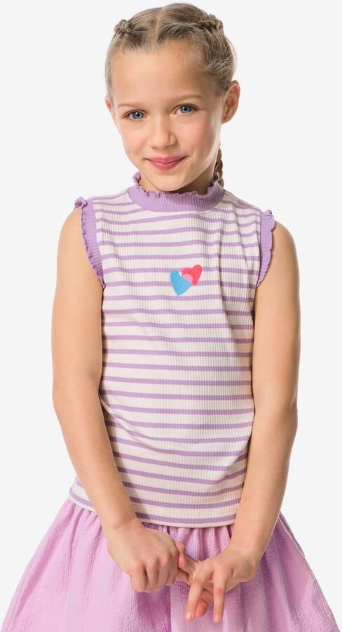 HEMA Kindersinglet Rib Jersey Hartjes Lichtpaars (lichtpaars) - Foto 2
