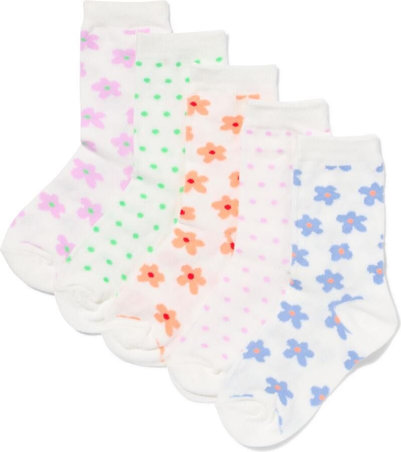 HEMA Kindersokken Bloemen 5 Paar Wit (wit) - Foto 2