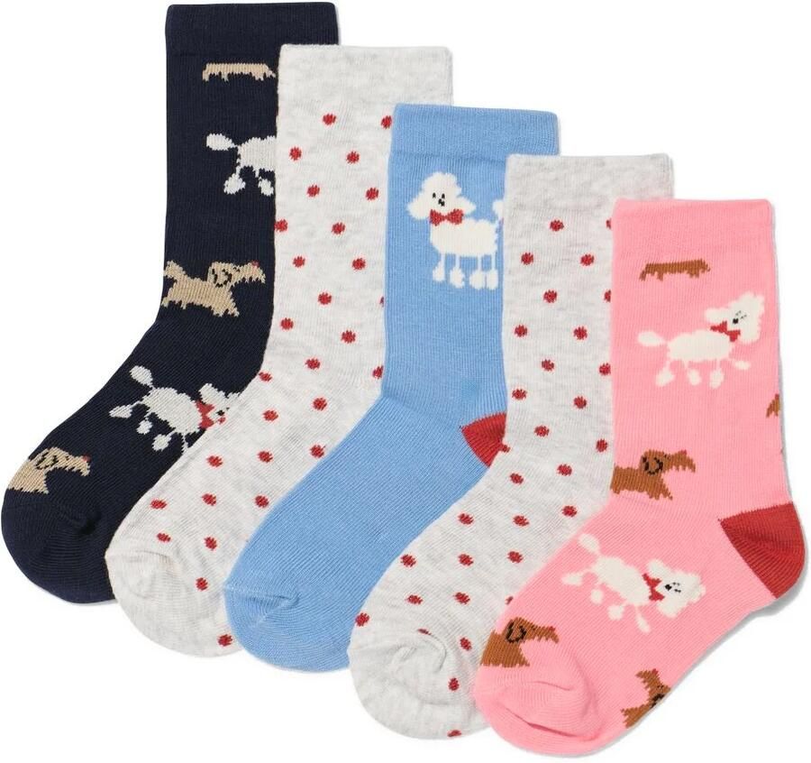 HEMA Kindersokken Dieren 5 Paar Felroze (felroze)