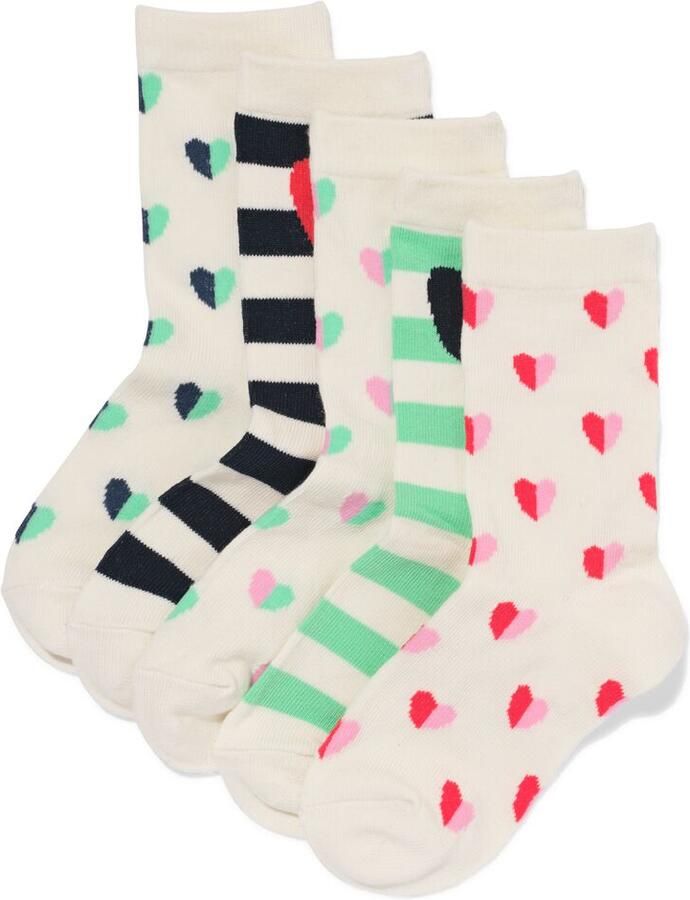 HEMA Kindersokken Hartjes 5 Paar Beige (beige)
